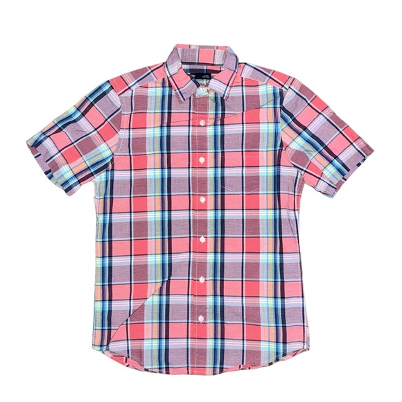 Gap Plaid Short Sleeve Shirt - Color Salmon - Picture 1 of 3